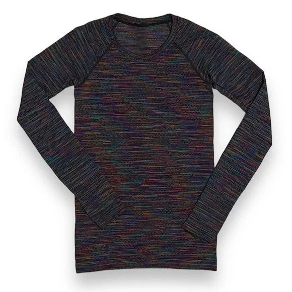 Lululemon Swiftly Tech Long Sleeve 2.0 Black/Rainbow Multi 4/Extra Small Run Top - Picture 2 of 15